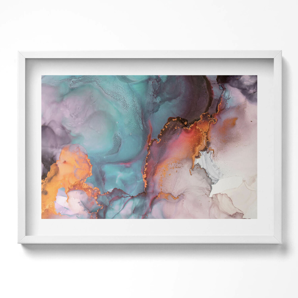 Tablou rama excepţional Marmură aurie turcoaz