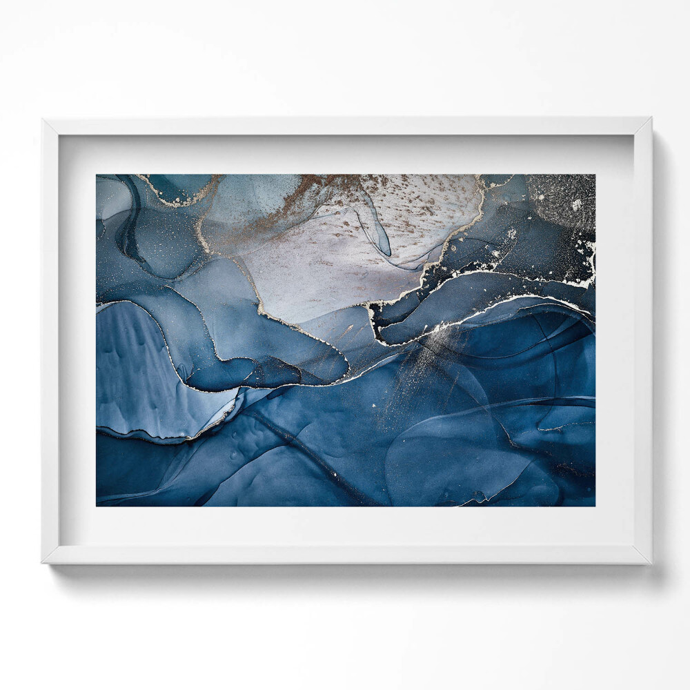 Tablou living cu rama excepţional Abstract albastru cu auriu