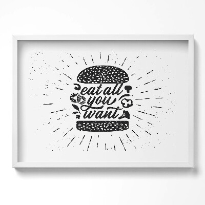 Tablou rama excepţional Mănâncă cât vrei - inscripție pentru bucătărie