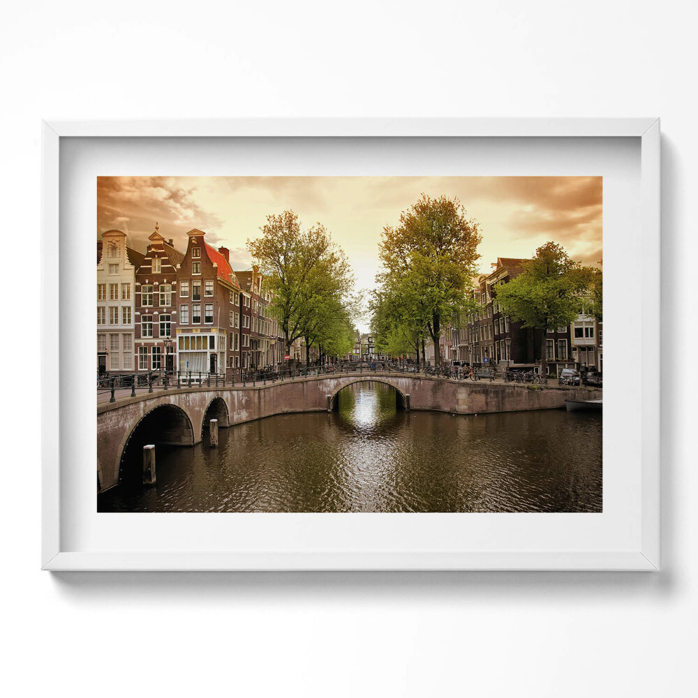 Tablou rama excepţional Canalele din Amsterdam în interiorul orașului