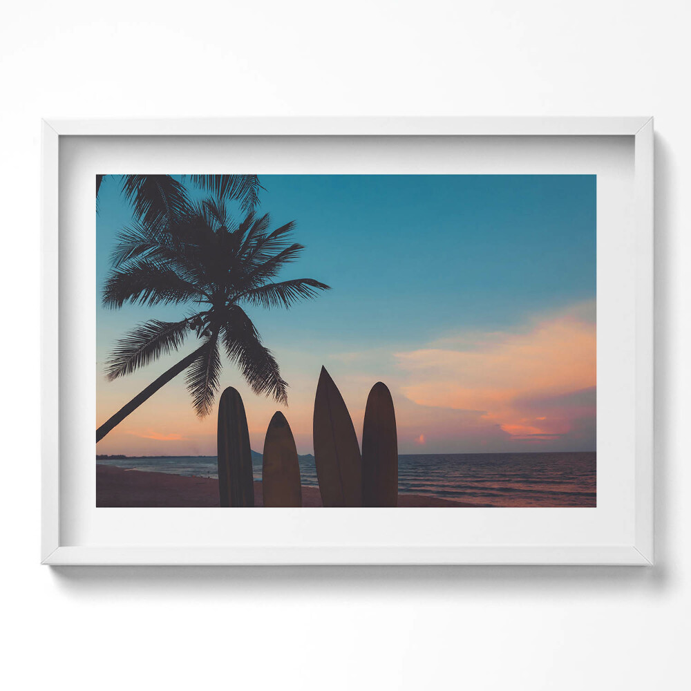 Tablou rama excepţional Surfing pe o plajă tropicală