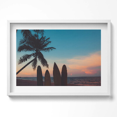 Tablou rama excepţional Surfing pe o plajă tropicală