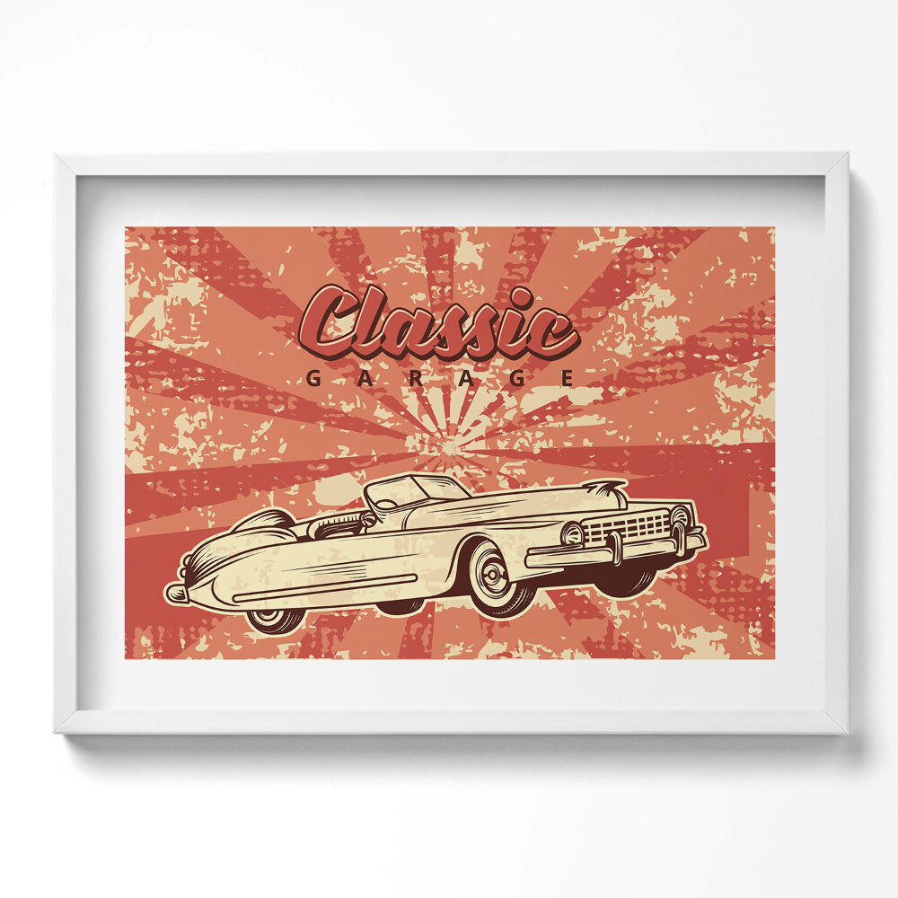 Tablou rama excepţional Mașină retro de epocă grunge