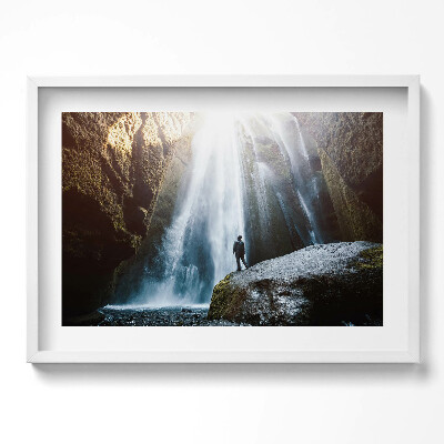 Tablou living cu rama excepţional Vedere a cascadei Gljufrabui