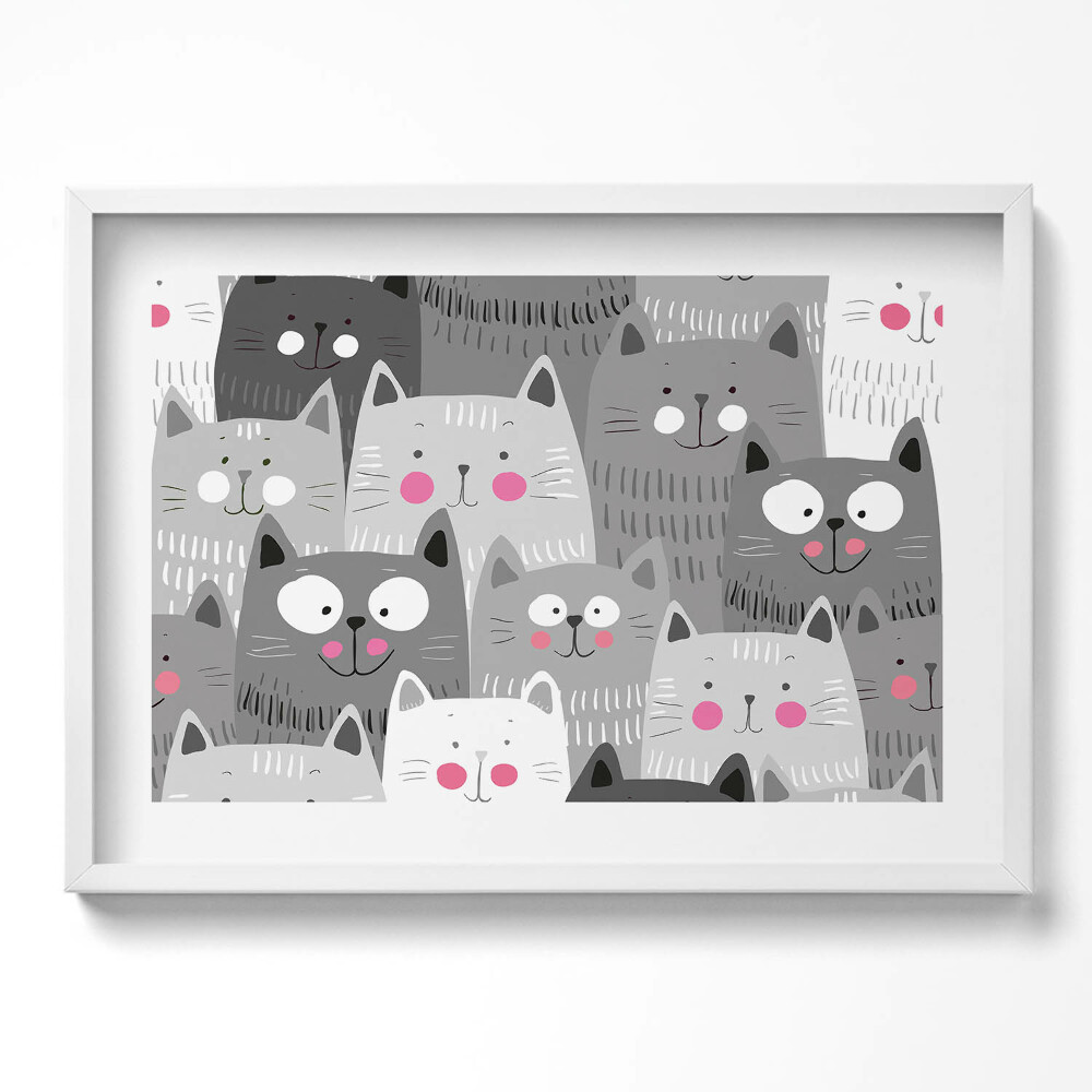 Tablou living cu rama excepţional Model cu pisici