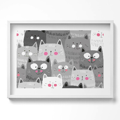 Tablou living cu rama excepţional Model cu pisici