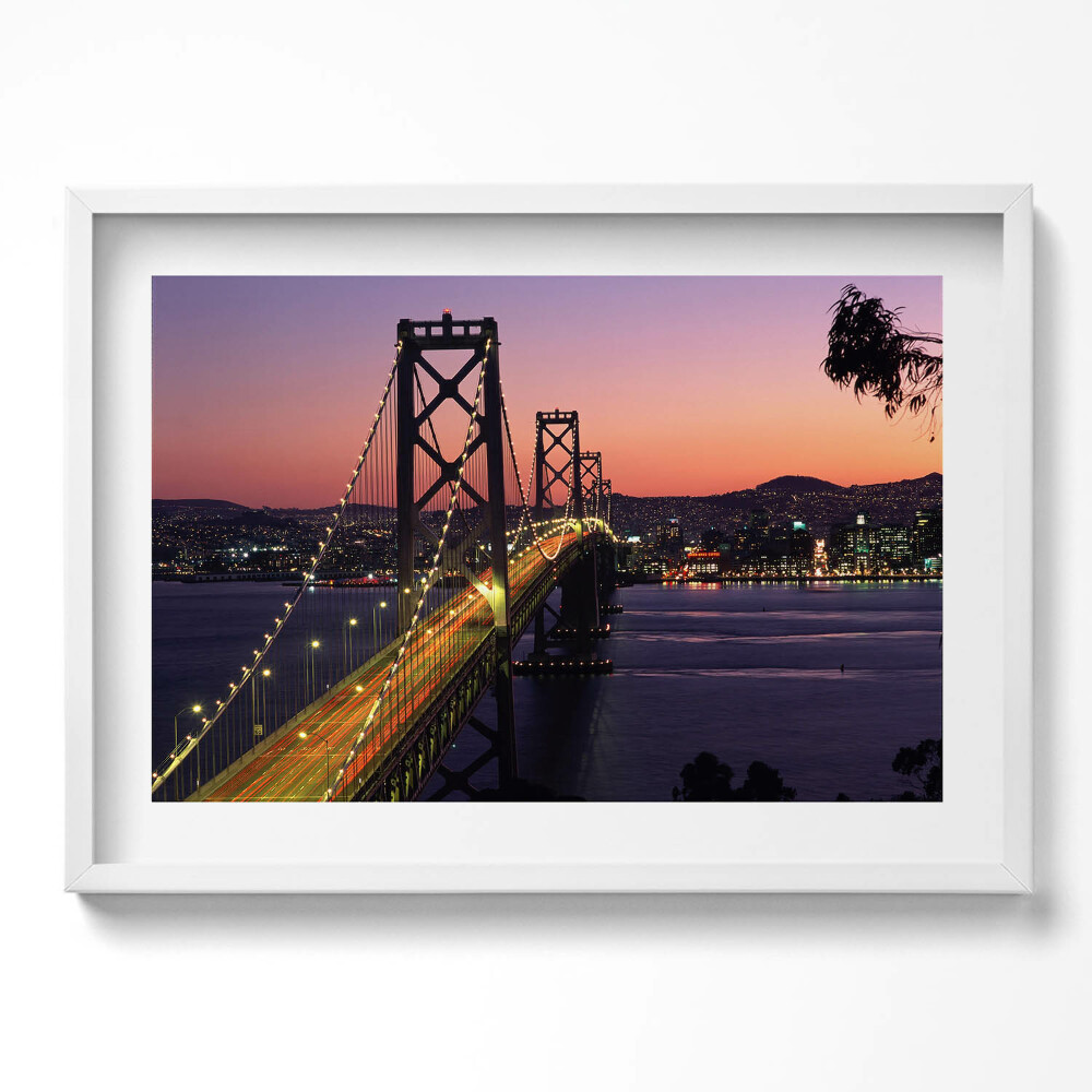 Tablou living cu rama excepţional Podul și apusul de soare din San Francisco