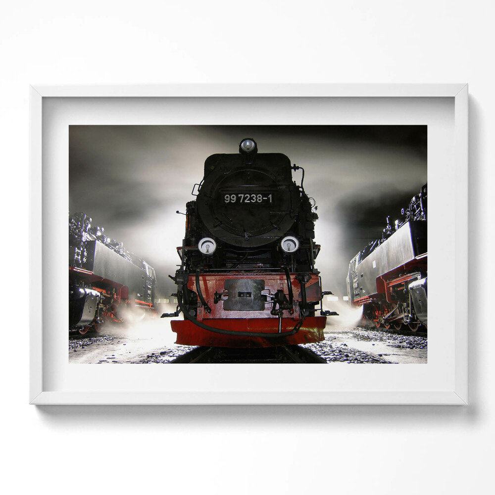 Tablou living cu rama excepţional Locomotive noaptea