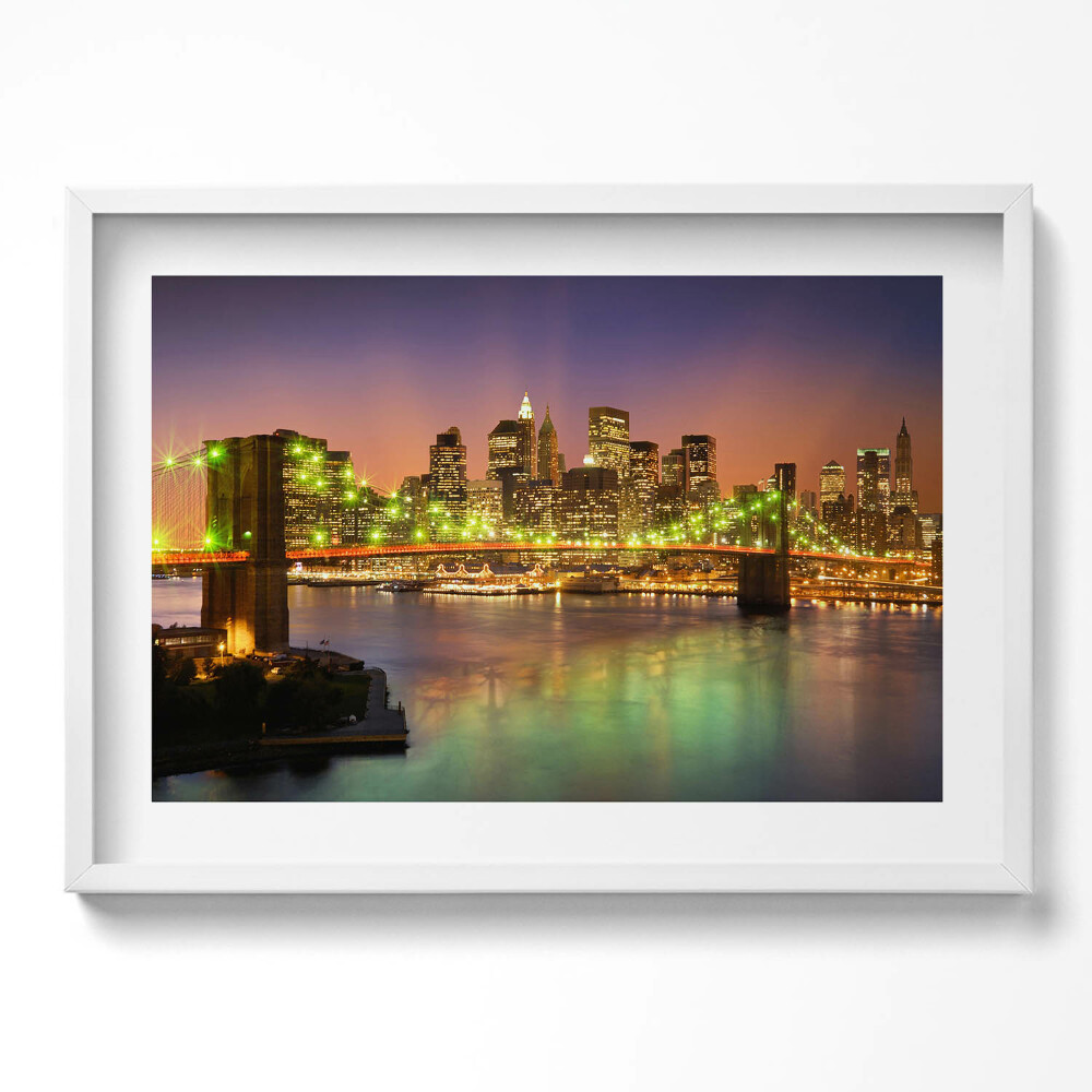 Tablou rama excepţional Podul Brooklyn noaptea