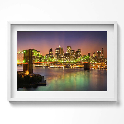 Tablou rama excepţional Podul Brooklyn noaptea