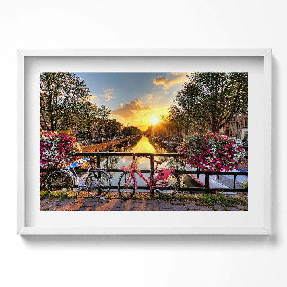 Tablou rama excepţional Răsărit de soare peste Amsterdam