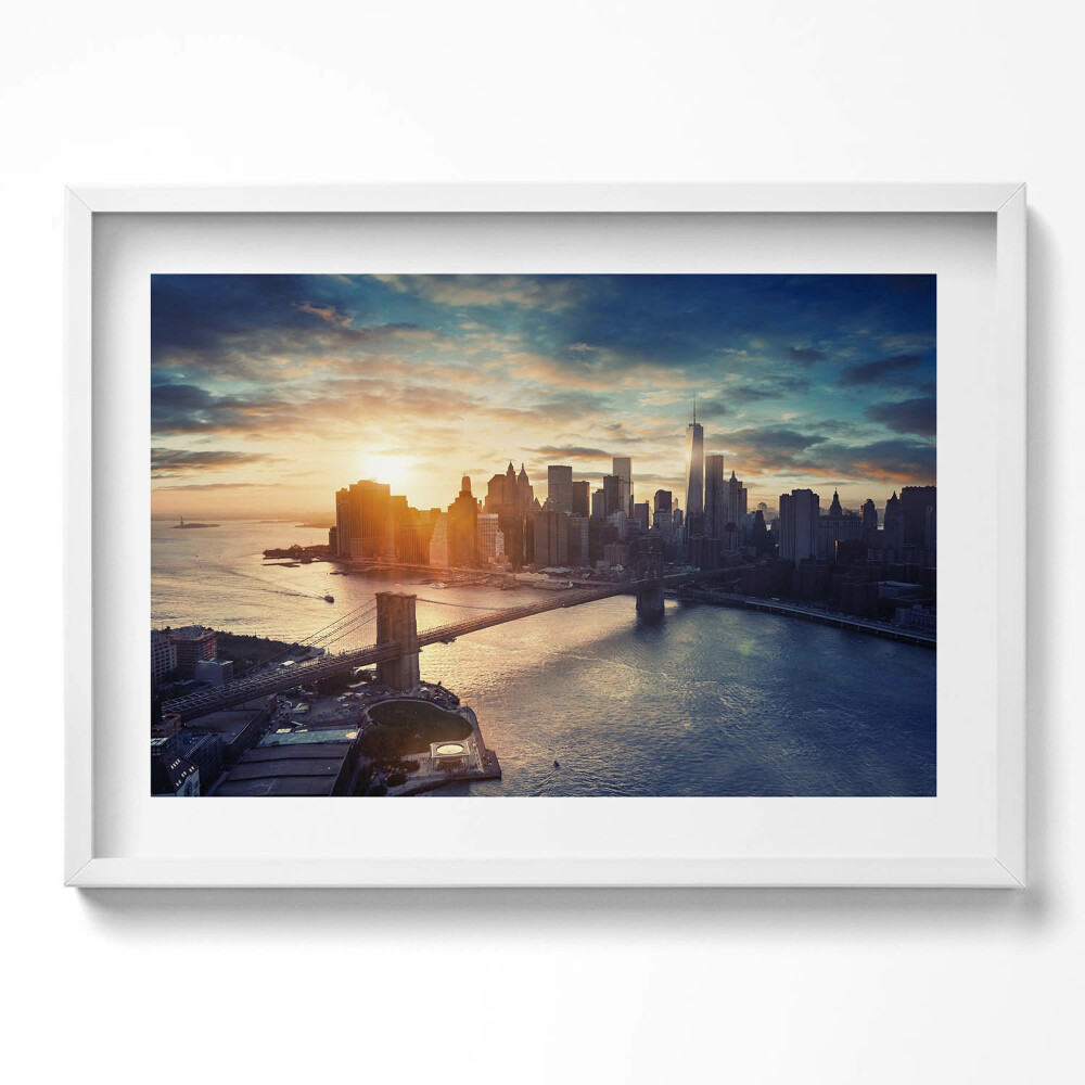 Tablou living cu rama excepţional New York Manhattan și apus de soare