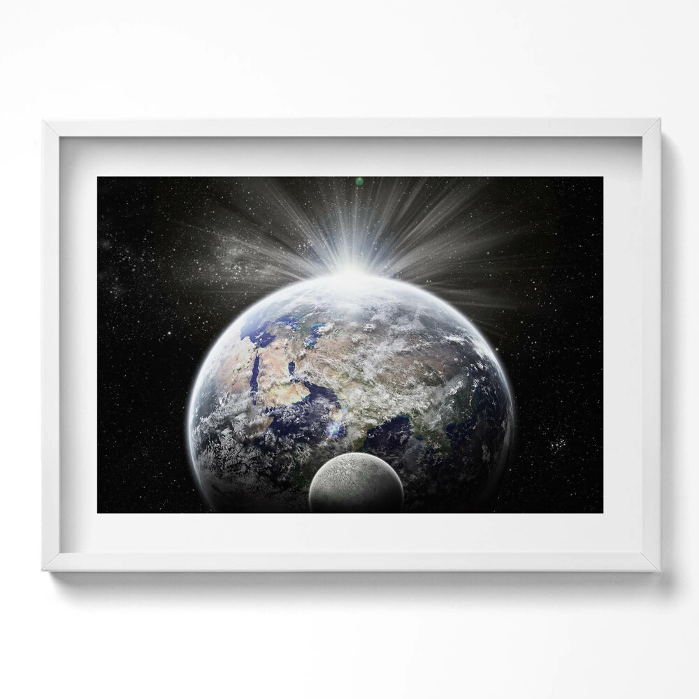 Tablou living cu rama excepţional Vedere a Pământului și a Lunii