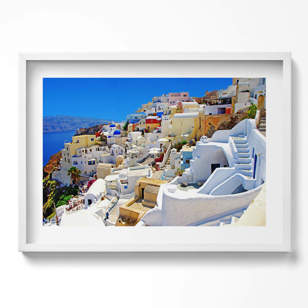 Tablou living cu rama excepţional Grecia Santorini