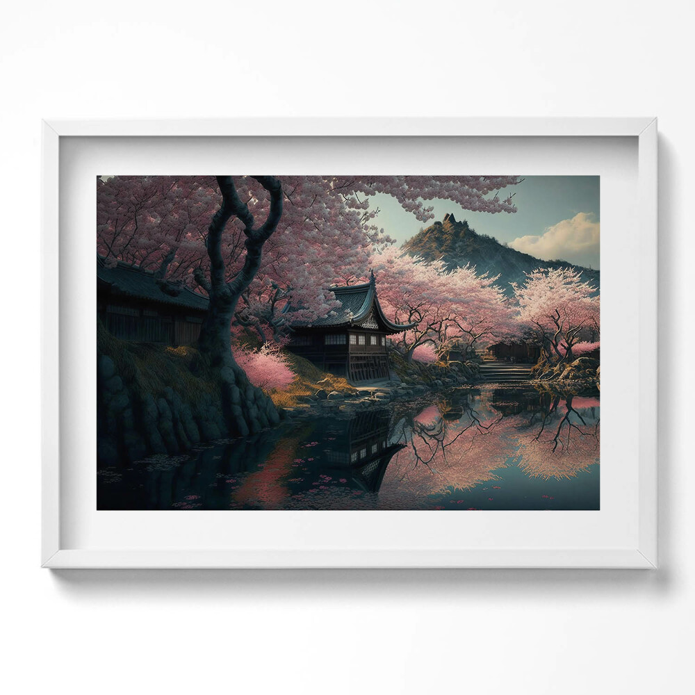 Tablou living cu rama excepţional Frumoasa floare de cireș asiatică