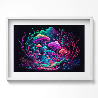 Tablou living cu rama excepţional Ciuperci neon