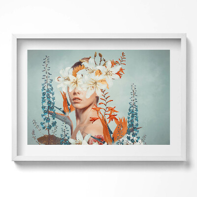 Tablou living cu rama excepţional Femeie abstractă cu flori