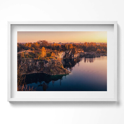 Tablou living cu rama excepţional Lacul Zakrzówek din Cracovia în toamnă