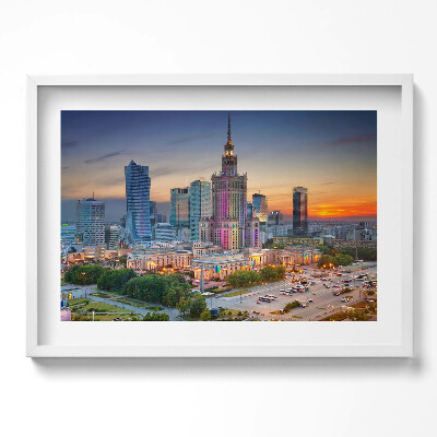 Tablou rama excepţional Panoramă apus de soare Varșovia