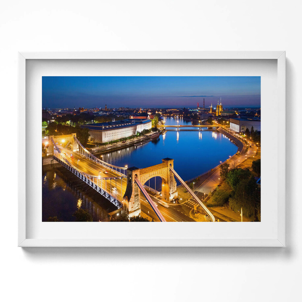 Tablou living cu rama excepţional Orașul Wroclaw noaptea