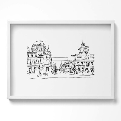 Tablou rama excepţional Ilustrație a orașului vechi din Poznań