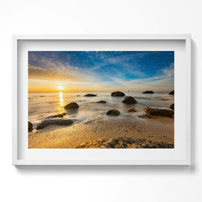 Tablou living cu rama excepţional Răsărit de soare Marea Baltică