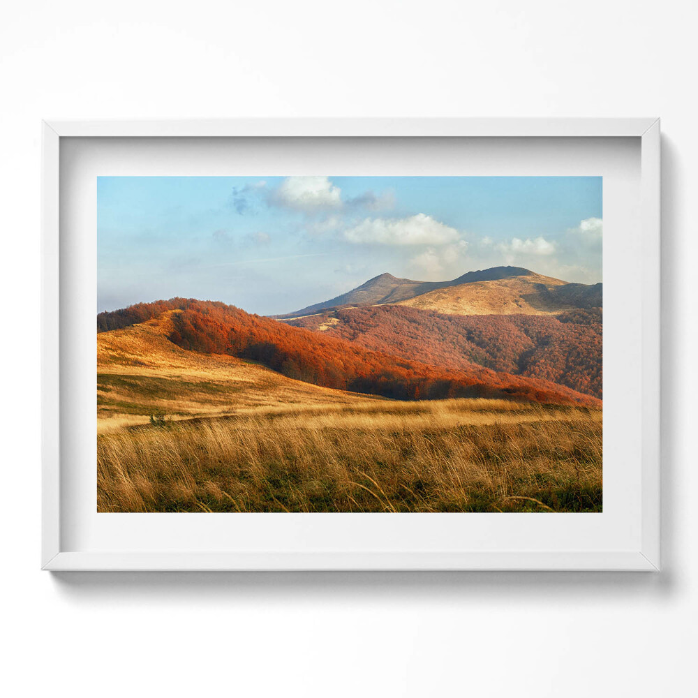 Tablou living cu rama excepţional Peisaj montan în toamnă