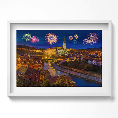 Tablou living cu rama excepţional Focuri de artificii Krumlov Republica Cehă