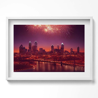 Tablou rama excepţional Focuri de artificii în Philadelphia, noaptea