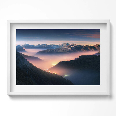 Tablou rama excepţional Peisaj de vârfuri de munte