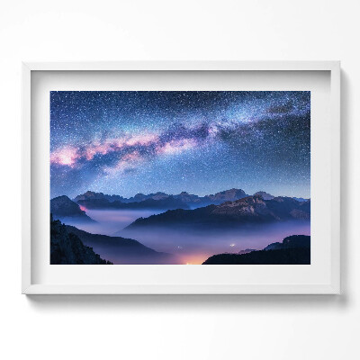 Tablou rama excepţional Cer înstelat peste munți