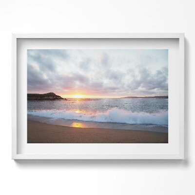 Tablou living cu rama excepţional Plaja la mare și apusul soarelui