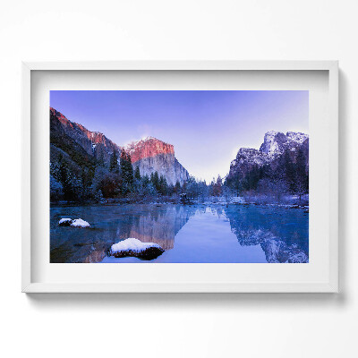 Tablou living cu rama excepţional Peisaj lacustru de iarnă