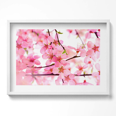 Tablou living cu rama excepţional Flori roz de primăvară pe ramuri