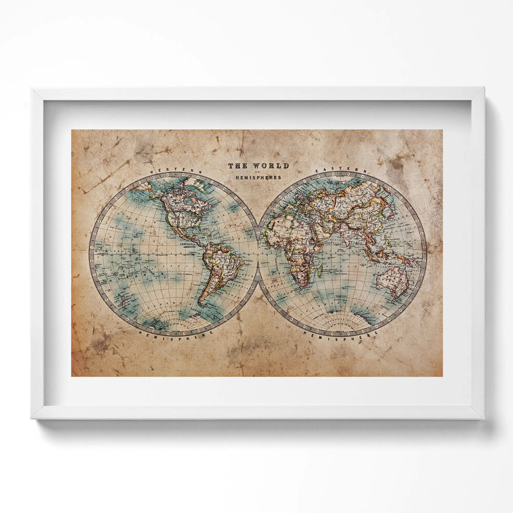Tablou living cu rama excepţional Hartă veche a lumii