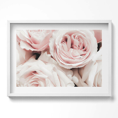 Tablou living cu rama excepţional Flori roz pal trandafiri delicati