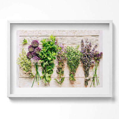 Tablou living cu rama excepţional Plante și ierburi pe plăci