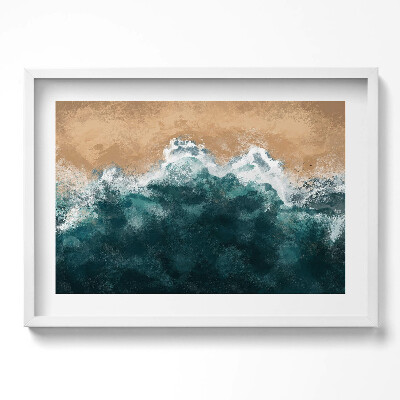 Tablou rama excepţional Ilustrație aeriană a valurilor mării și a plajei