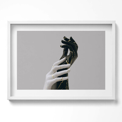 Tablou living cu rama excepţional Ace albe și negre cu aur