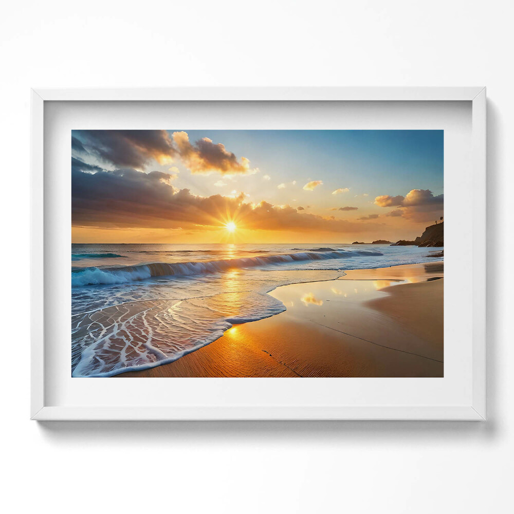 Tablou living cu rama excepţional Apus de soare peste mare