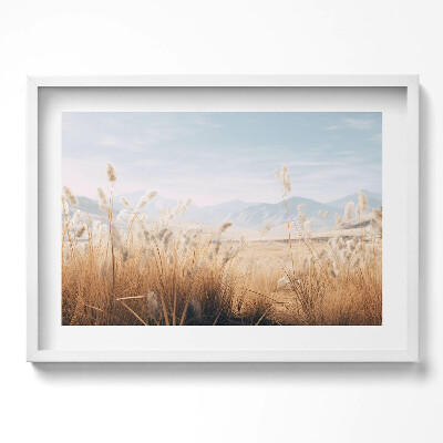 Tablou rama excepţional Peisaj boho romantic cu iarbă și munți