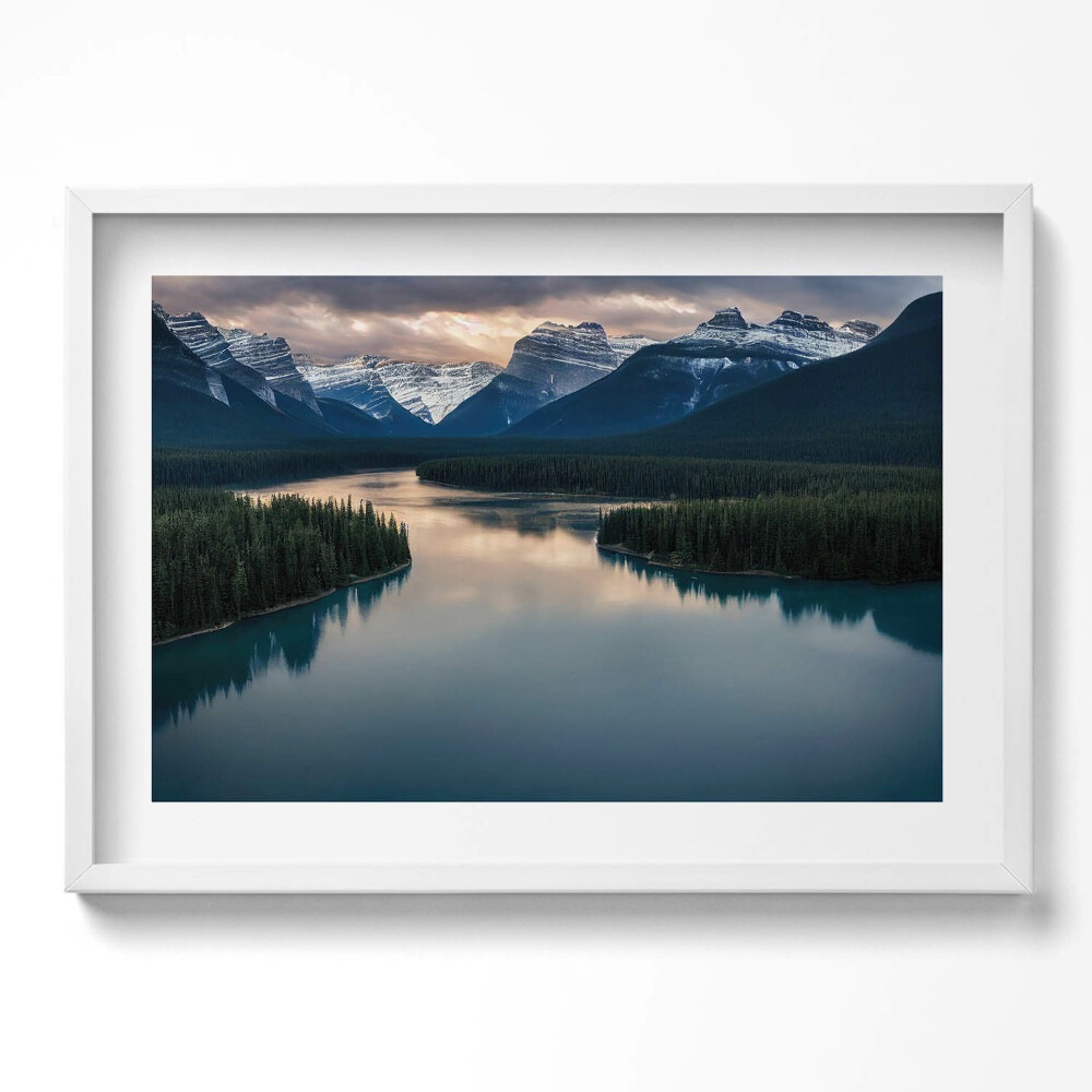 Tablou rama excepţional Peisaj cu râuri, păduri și munți