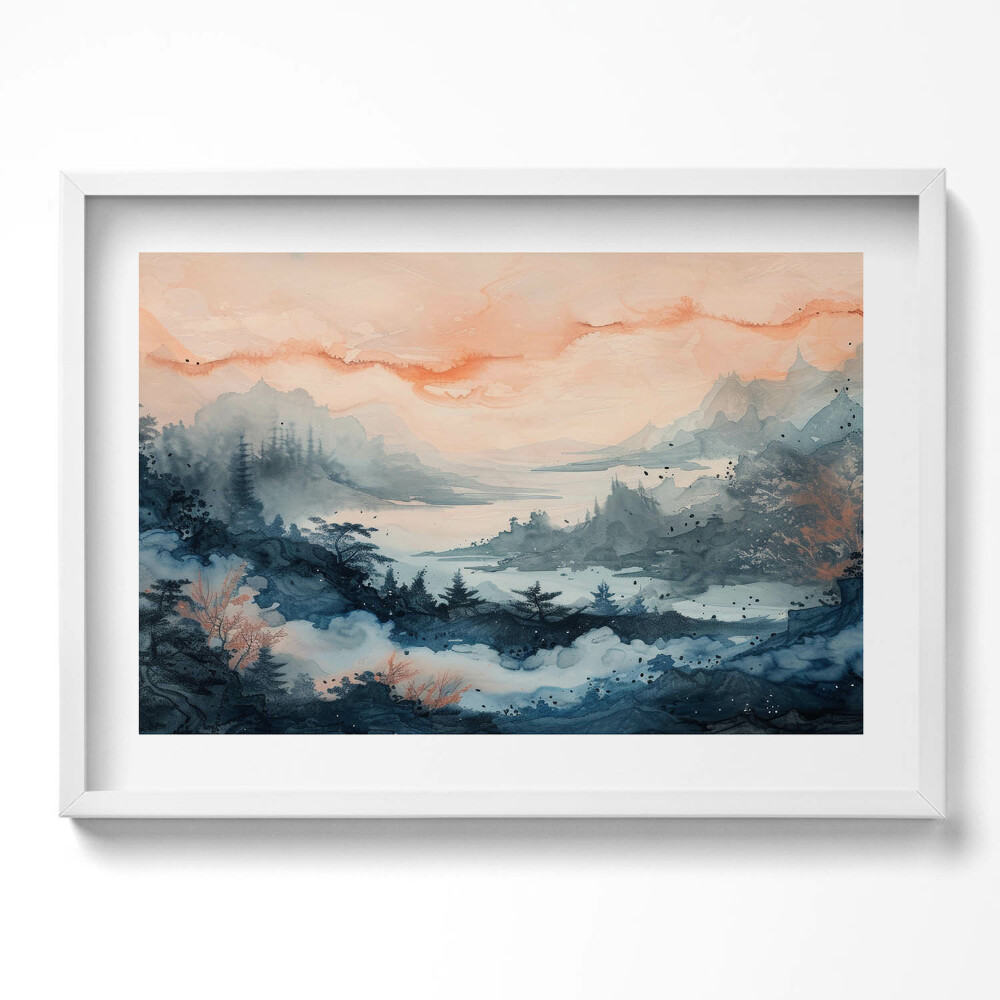 Tablou rama excepţional Peisaj abstract de munți și păduri