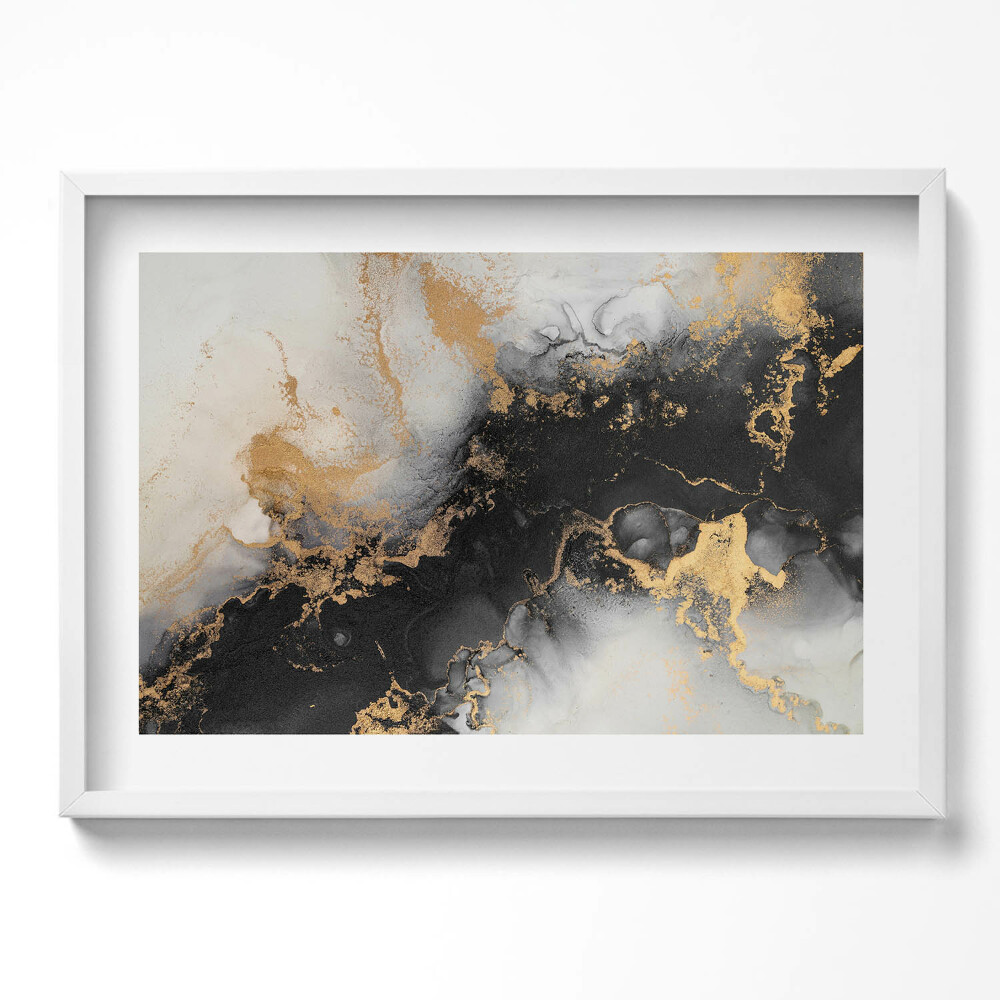 Tablou rama excepţional Rezumat alb-negru cu aur