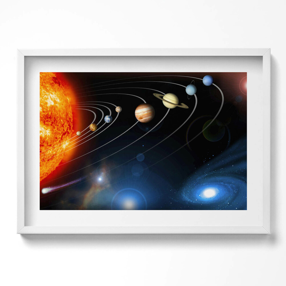 Tablou living cu rama excepţional Sistem solar - ilustrație a planetelor