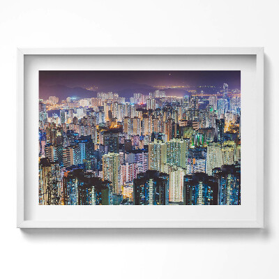 Tablou rama excepţional Orașul iluminat noaptea