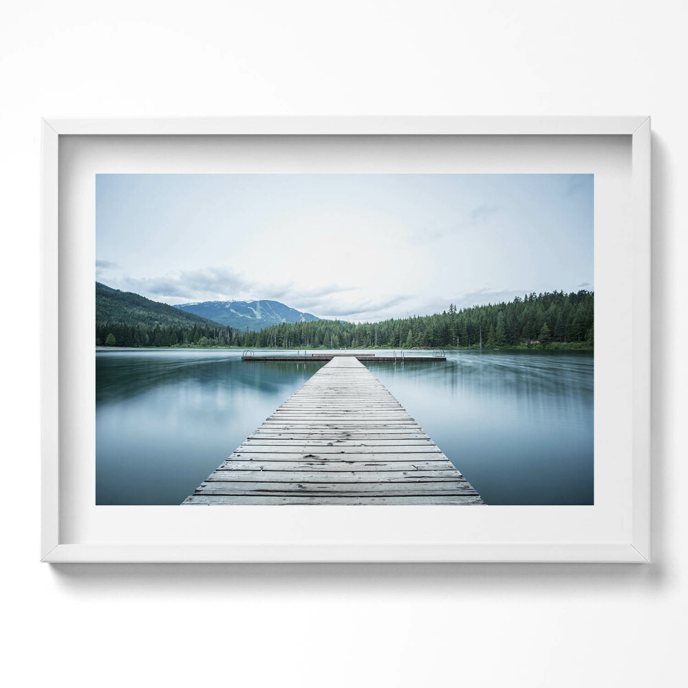 Tablou living cu rama excepţional Debarcader de lemn pe un lac din munți