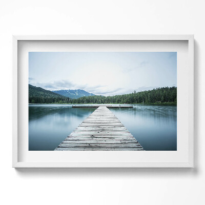 Tablou living cu rama excepţional Debarcader de lemn pe un lac din munți