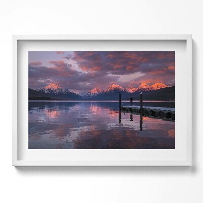 Tablou living cu rama excepţional Munți și nori lac