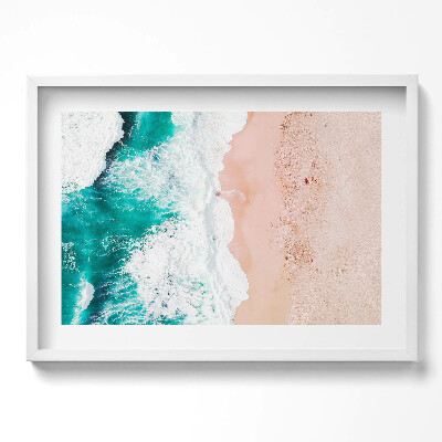 Tablou living cu rama excepţional Valurile mării pe plajă din vedere de pasăre